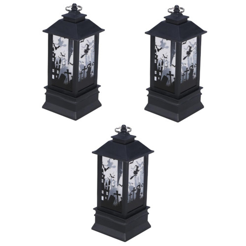 BESTOYARD 3pcs Vintage Lantern lamp Halloween Flame Lantern Halloween LED Lantern Halloween Night Lantern lamp Lanterns Decorative Battery Lanterns Halloween Home Lantern Decor Props Without