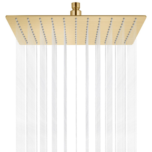 Midanya Rainfall Shower Head Brushed Gold 12 Inch Square Stainless Steel Rain Showerhead High Pressure Waterfall Crackproof Coverage with Silicone Nozzle 1/16" Ultra Thin Design Swivel Connector Midanya Rainfall Shower Head Brushed Gold 12 Inch Square Stainless Steel Rain Showerhead High Pressure Waterfall Crackproof Coverage with Silicone Nozzle 1/16" Ultra Thin Design Swivel Connector
