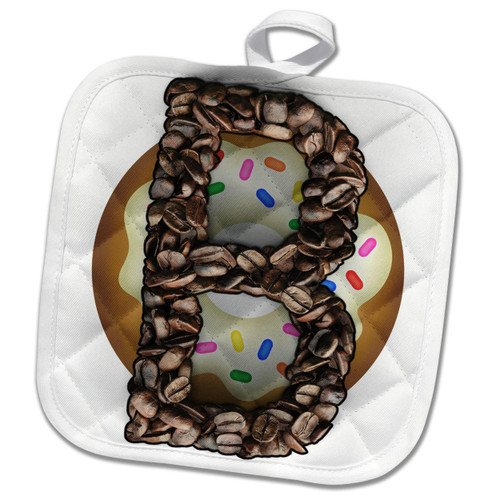 3dRose Coffee Beans and Donut Monogram Initial B - Potholders (phl-378211-1) 3dRose Coffee Beans and Donut Monogram Initial B - Potholders (phl-378211-1)