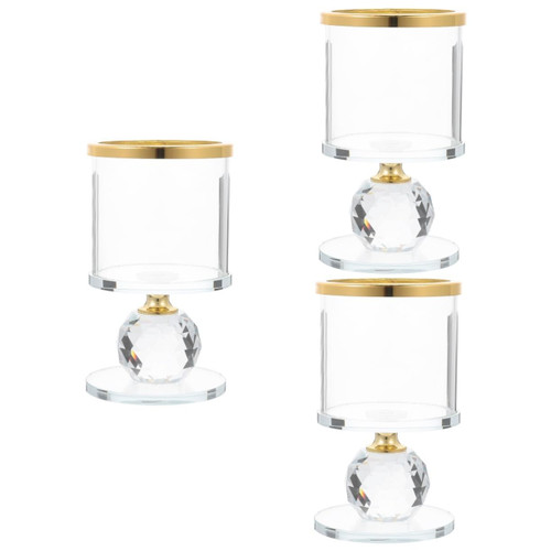 Artibetter 3pcs Crystal Candle Holder Table Centrepieces Decor Candle Stand Clear Glass Candle Cup Clear Candle Cups Clear Vase Sphere Holder Creative Glass Candlestick Conical Banquet Pole