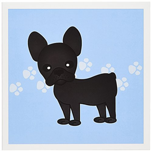 3dRose Cute Black Brindle French Bulldog Blue with Pawprints - Greeting Cards, 6 x 6 inches, set of 12 (gc_25320_2) 3dRose Cute Black Brindle French Bulldog Blue with Pawprints - Greeting Cards, 6 x 6 inches, set of 12 (gc_25320_2)