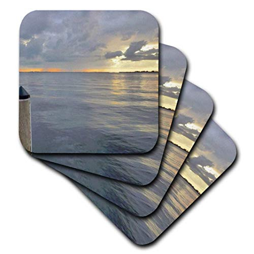 3dRose cst_37312_2 Gray and Yellow Reflected Sunset-Soft Coasters, Set of 8