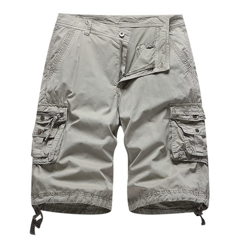 Spring Men Cotton Cargo Shorts Clothing Summer Casual Breeches Bermuda Fashion Beach Denim Cargo Short Khaki 29