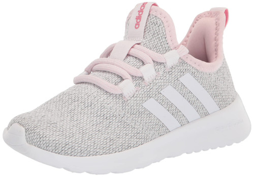 adidas Cloud Foam-Pure Running Shoe, White/White/Clear Pink, 7 US Unisex Big Kid