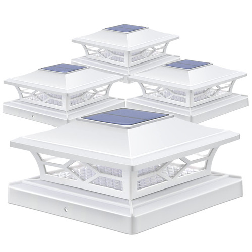 APONUO Solar Post Cap Lights,4x4 Post Solar Lights Warm White/Cool White LED Light Outdoor Waterproof,Fence Post Solar Lights for 4x4/6x6 Wood Fence/Deck Post Caps,4x4 Vinyl Post Caps,White,4 Pack APONUO Solar Post Cap Lights,4x4 Post Solar Lights Warm White/Cool White LED Light Outdoor Waterproof,Fence Post Solar Lights for 4x4/6x6 Wood Fence/Deck Post Caps,4x4 Vinyl Post Caps,White,4 Pack