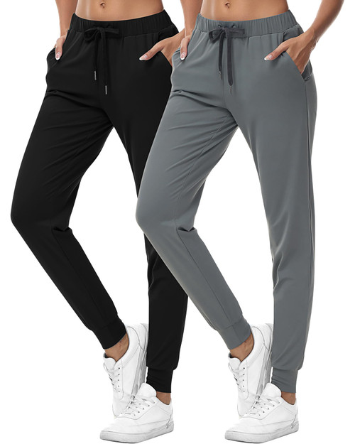 Locoowai 2 Pcs Women's Joggers Pants Lounge Sweatpants Drawstring Joggers Pants High Waist Athletic Sweatpants with Pockets (Black, Dark Grey,Medium) Locoowai 2 Pcs Women's Joggers Pants Lounge Sweatpants Drawstring Joggers Pants High Waist Athletic Sweatpants with Pockets (Black, Dark Grey,Medium)