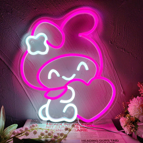 JOSEBRU Melody Neon Sign Anime Neon Sign for Wall Decor Janpanese Neon Light for Bedroom Wall Decor Game Room Decor Livingroom Decor for Kids, Sanrio Gifts for Teens (11.65"x13.78")