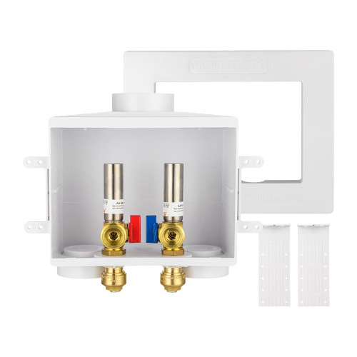 EFIELD Double Drain 1/2 Inch Push Fit Inlet Connection x 3/4 Inch MHT Washing Machine Outlet Box with Stainless Steel Water Hammer Arrestor, (Push fit with Arrestor)