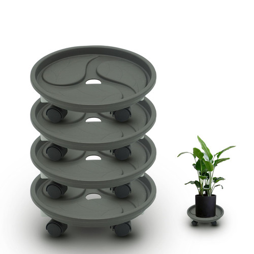 Visionfly 4pcs 13inch Plant Caddy with Built-in Water Container and 4 Wheels, Garden Rolling Planter Trolley with Wheels, Load Capacity 130 lbs