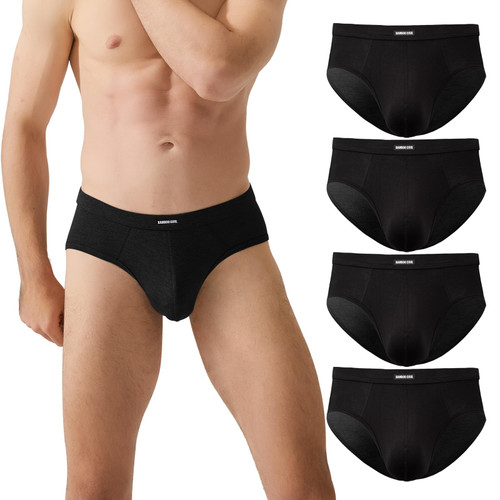 BAMBOO COOL Men's Underwear Briefs Bamboo Viscose Coverd Waistband Comfort Soft Underwear with Contour Pouch Briefs Pack Black BAMBOO COOL Men's Underwear Briefs Bamboo Viscose Coverd Waistband Comfort Soft Underwear with Contour Pouch Briefs Pack Black