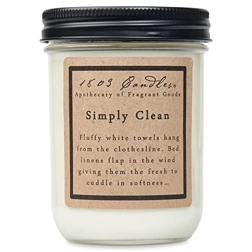 1803 Candles - 14 oz. Jar Soy Candles - Soy Wax Candles (Simply Clean)