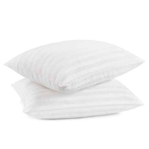 SERTA Won't Go Flat Standard/Queen Size Set of 2 Down Alternative Bedding Pillow for Back, Stomach or Side Sleepers, White 2 Count