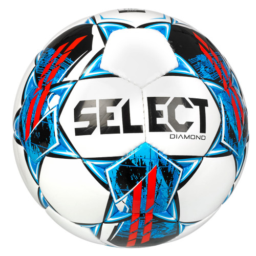 Select Diamond Soccer Ball, White/Blue/Red V22, Size 5