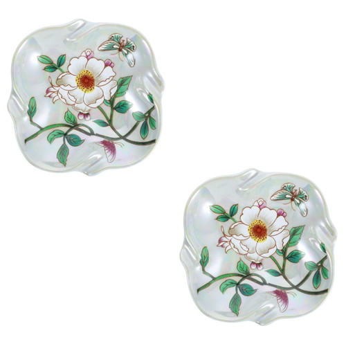 Cabilock 2pcs Ceramic Printed soap Dish Kitchen soap Tray Sponge Rack Ceramic soap Dish soap Holder Shower soap Tray Vessel Sinks Mini Floral Plate soap Drain Tray Decorative soap Dish tub