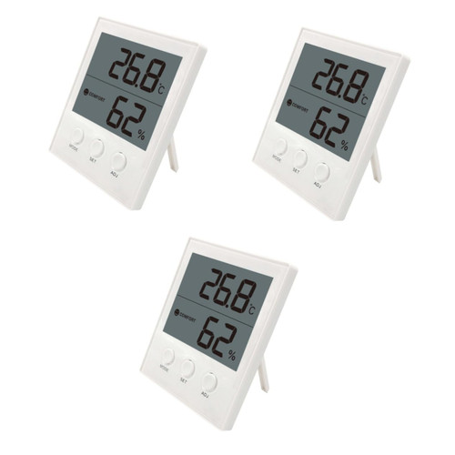 Artibetter 3pcs Humidity Gauge Indoor Mini Slim Thermometer Digital Hygrometer Humidity Meter Clock Hygrometer Humidity Clock Big Screen White