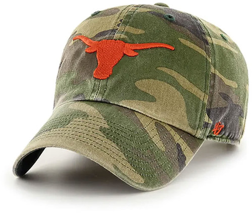 '47 Texas Longhorns Camo Clean Up Adjustable Strapback Camouflage Orange Logo Hat