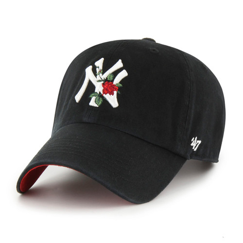 '47 New York Yankees Thorn Clean Up Dad Hat Baseball Cap - Black/Rose