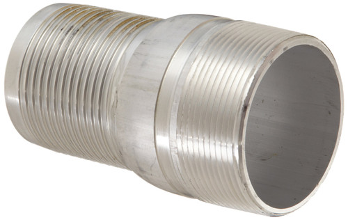 Dixon AST35 Aluminum Hose Fitting, King Combination Nipple Threaded End with No Knurl, 3" NPT Male x 3" Hose ID Barbed