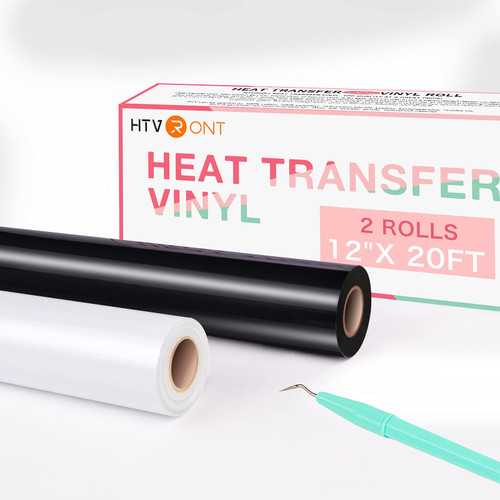 HTV Vinyl Rolls Black HTV and White Heat Transfer Vinyl-12" x 20ft HTV Vinyl for Shirts, Black Iron on Vinyl for Cricut & Cameo - Easy to Cut & Weed for Heat Vinyl Design(12 Inch by 20 Feet Per Roll) HTV Vinyl Rolls Black HTV and White Heat Transfer Vinyl-12" x 20ft HTV Vinyl for Shirts, Black Iron on Vinyl for Cricut & Cameo - Easy to Cut & Weed for Heat Vinyl Design(12 Inch by 20 Feet Per Roll)