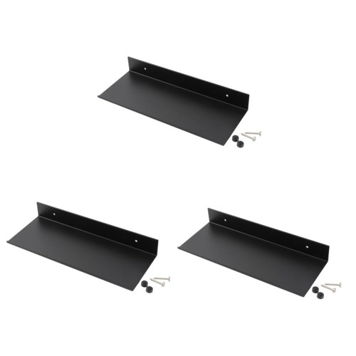 BESTOYARD 3pcs Floating Wall Storage Rack Metal Bathroom Shelf Metal Floating Wall Shelf Wall Mount Shelving Rail Rustic Floating Shelves Wall Mount Shelving for Pantry Wall-Mounted Set