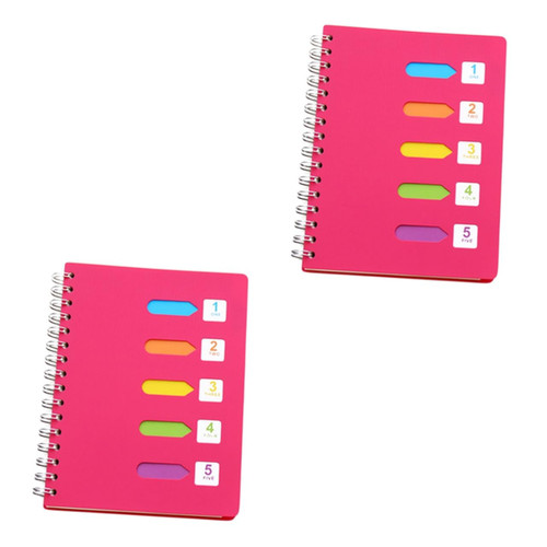 MAGICLULU 2pcs Bound Notebook Hardcover Subject Notepad Label Notebook Spiral Notebook Dividers Spiral Notebook College Ruled Spiral Note Book Side Spiral Work Notepad Upholstered A5 Wired