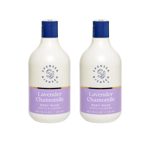 Spenser & Jensen Daily Moisturizing Body Wash with Soothing Lavender & Chamomile - Gentle & Cleansing Body Soap - Sulfate& Paraben Free - 18 Oz (Pack of 2)