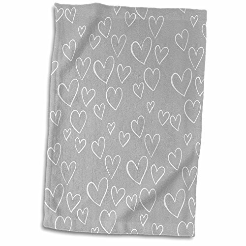3D Rose Grey and White Hearts TWL_202290_1 Towel 15" x 22"