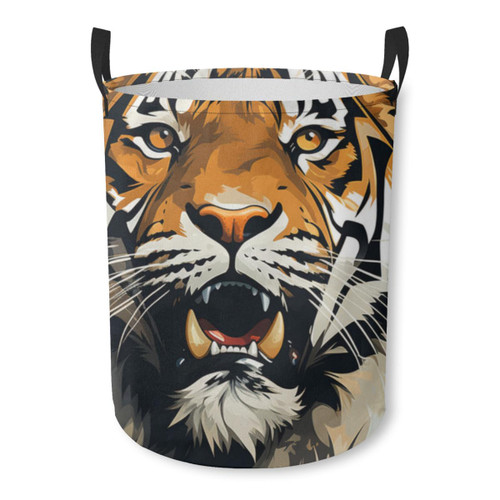 Cartoon Tiger Waterproof Foldable Storage Bin, Dirty Clothes Laundry Basket, Canvas Organizer Basket for Laundry Hamper, Toy Bins, Gift Baskets, Bedroom, Clothes, Kids Hamper