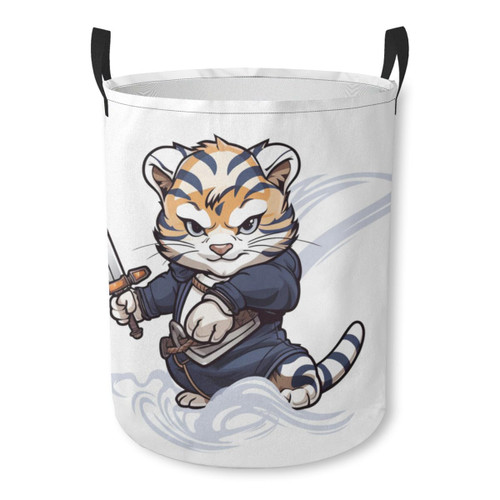 Kungfu Tiger Waterproof Foldable Storage Bin, Dirty Clothes Laundry Basket, Canvas Organizer Basket for Laundry Hamper, Toy Bins, Gift Baskets, Bedroom, Clothes, Kids Hamper