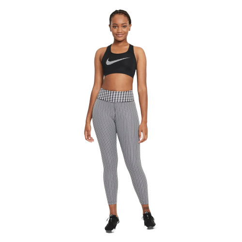Nike Dri-FIT One Icon Clash Mid-Rise Cropped Printed Womens Active Leggings Size XS, Color: Black/White