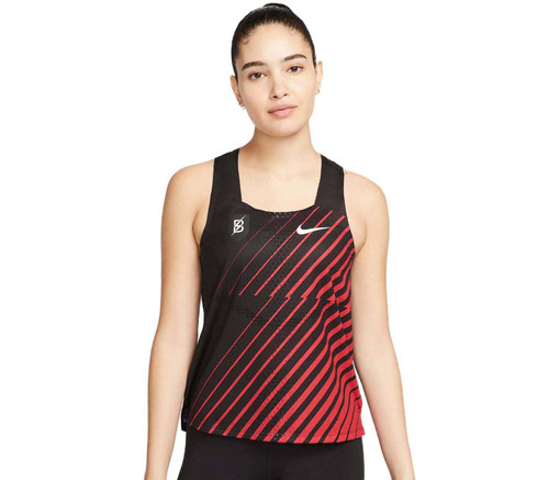 Nike Dri-FIT ADV AeroSwift Bowerman Track Club Women's Running Singlet, Black/Gym Red/White (as1, Alpha, m, Regular, Regular)