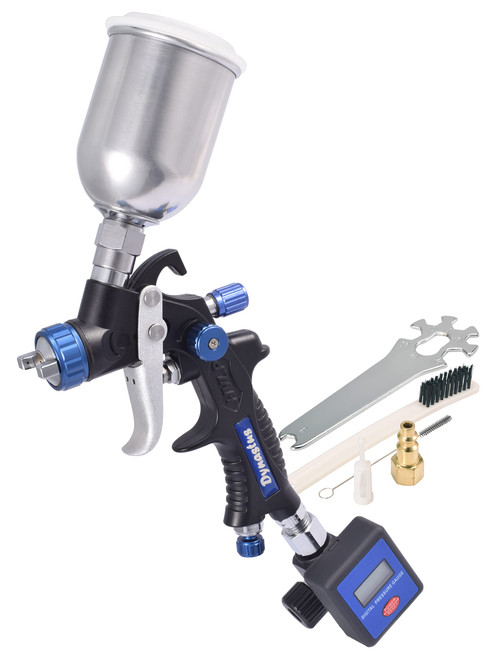 Dynastus Touch Up Composite HVLP Air Spray Gun Detail Paint Sprayer Spot Repair, with Digital Air Pressure Regulator