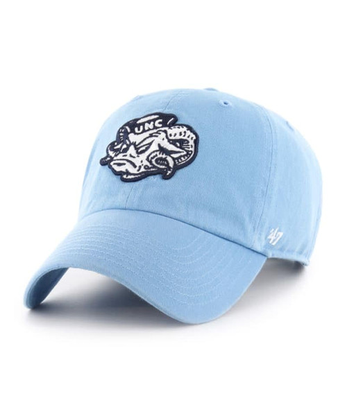 '47 North Carolina Tar Heels UNC Mens Womens Clean Up Adjustable Strapback Columbia Blue Hat with Team Color Vintage Logo