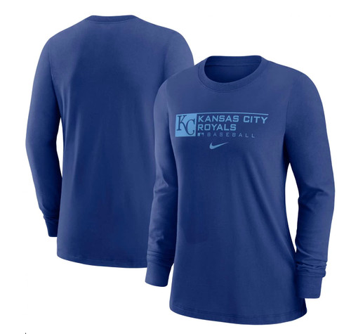Nike Women's Kansas City Royals Long Sleeve Graphic T-Shirt (as1, Alpha, l, Regular, Regular, Blue)