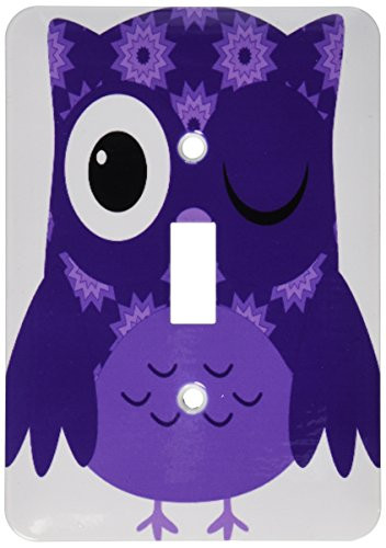 3dRose lsp_167622_1 Cute Purple Star Patterned Owl Light Switch Cover