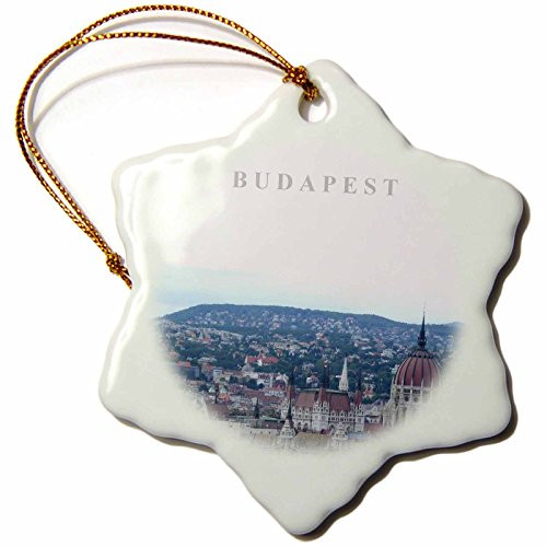 3dRose orn_155663_1 Budapest City Hungary Travel Hungarian Parliament Building Houses of Parliament Porcelain Snowflake Ornament, 3-Inch
