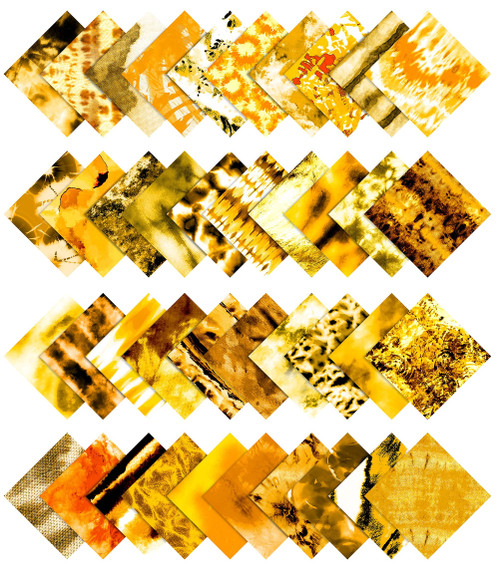Soimoi Precut 10-inch Tie Dye Prints Cotton Fabric Bundle Quilting Squares Charm Pack DIY Patchwork Sewing Craft- Yellow