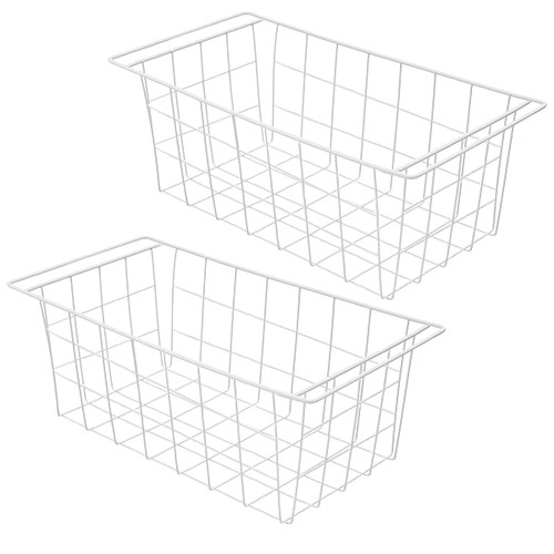 Orgneas 17.5 Inch Chest Freezer Organizer Bins Deep Freezer Basket Storage Rack Bins Metal Wire Baskets 2 Packs