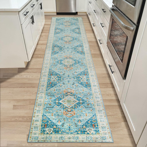 Hallway 2x10 Runner Rug -2x10 Washable Rugs Runner Kitchen Runner Rug No Pile Non-Slip Print Runner Carpet for Entryway Bedroom Laundry