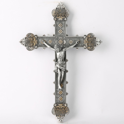 BC CATHOLIC Crucifix Wall Cross, Holy Cross, Religious Gift, Vintage Style, Hand-painted in Metal Silver, 12"H BUILDCLASSIC BC CATHOLIC Crucifix Wall Cross, Holy Cross, Religious Gift, Vintage Style, Hand-painted in Metal Silver, 12"H BUILDCLASSIC