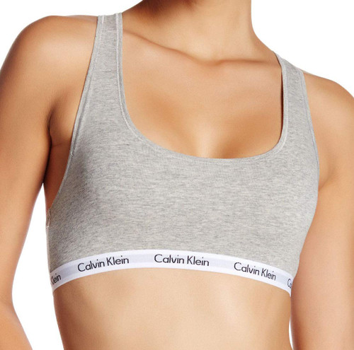 Calvin Klein Women`s Carousel Logo Bralette (Heather Grey(QP1036-020)/White, Small)