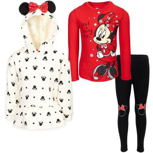 Disney Minnie Mouse Little Girls Pullover Fleece Hoodie T-Shirt and Leggings 3 Piece Outfit 7-8 Disney Minnie Mouse Little Girls Pullover Fleece Hoodie T-Shirt and Leggings 3 Piece Outfit 7-8