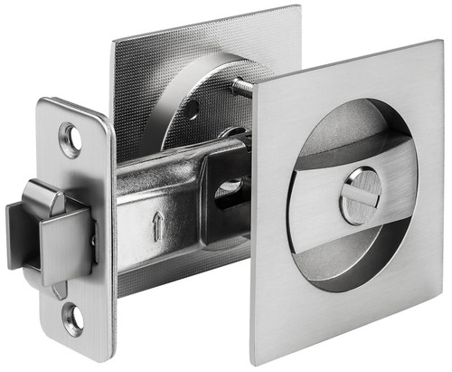 goldenwarm Pocket Door Lock, Satin Nickel Contemporary Privacy Square Pocket Door Hardware, Silver Sliding Pocket Door Lock(1 Pack)