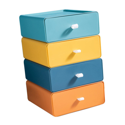 Cabilock 4pcs Boxes Storage Box Stackable Drawers 4 drawer makeup case organizer Drawer Case makeup organizer drawer desktop drawer unit drawer jewelry makeup box office superimposed pp