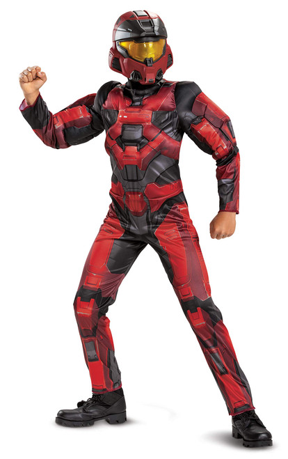 Halo Infinite Red Spartan Costume, Kids Size Video Game Inspired Character Jumpsuit, Classic Child Size XL (14-16)