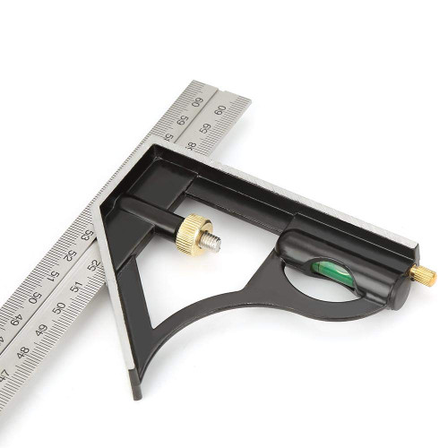 LiebeWH Combination Square, 600mm Measure Range Metal Adjustable Combination Square Right Angle Ruler Carpentry Tools Carpenter Square Engineer Measuring Tool with Square Head