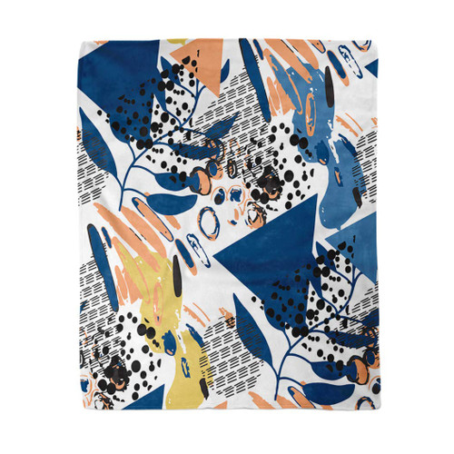 rouihot 50x60 Inches Flannel Throw Blanket Blue Pattern Abstract Memphis Pastel Colors Navy Blank Book Home Decorative Warm Cozy Soft Blanket for Couch Sofa Bed