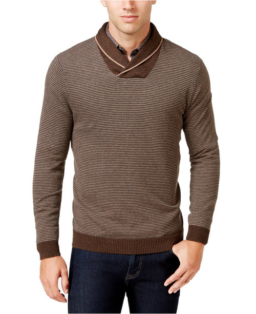 Tasso Elba Mens Rice Stitch Knit Sweater, Brown, XX-Large