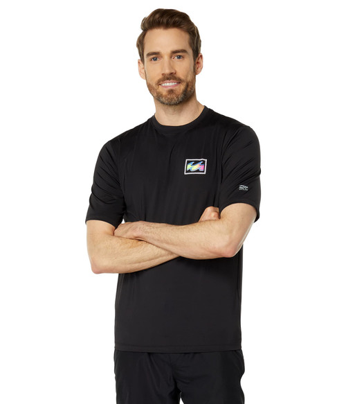 Billabong Men's Standard Short Sleeve Loose Fit Rashguard, Black Crayon Wave 2