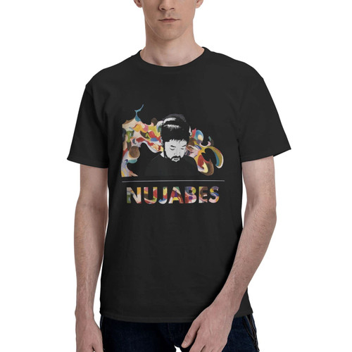 ydound Nujabes T-Shirts Mens Summer Round Neck Cool Short Sleeve Logo Graphic Tees Black